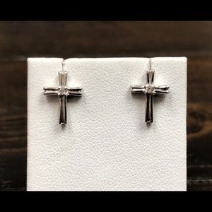 Allison Kaufman 14kt wg diamond cross earrings